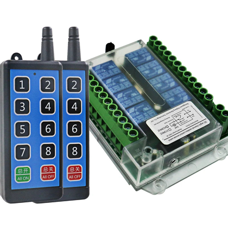 8 channel wireless rf remote control switch 12v /24v/36v/220VRemote Cont wireless remote motor control switch