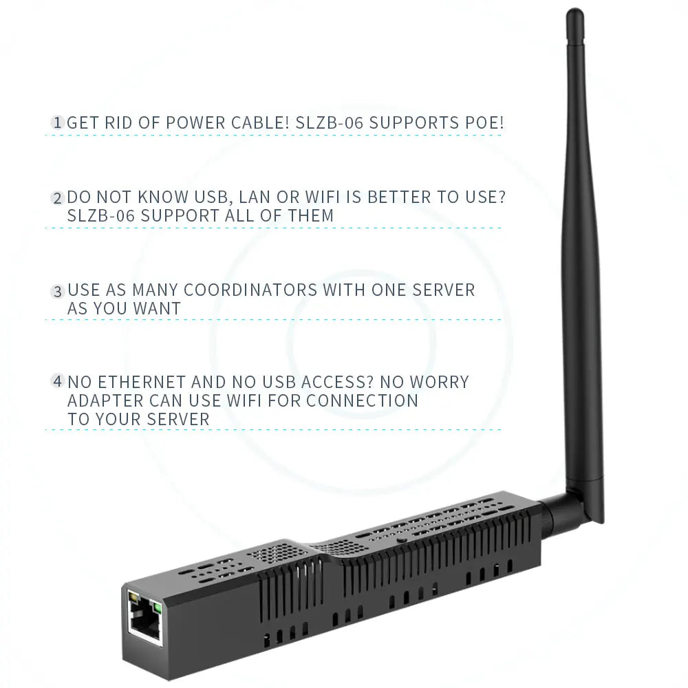 SMLIGHT SLZB-06U SLZB-06MU Zigbee3.0 to Ethernet USB 2.4G WiFi Coordinator With PoE Work With ZHA Home Assistant Zigbee2MQTT
