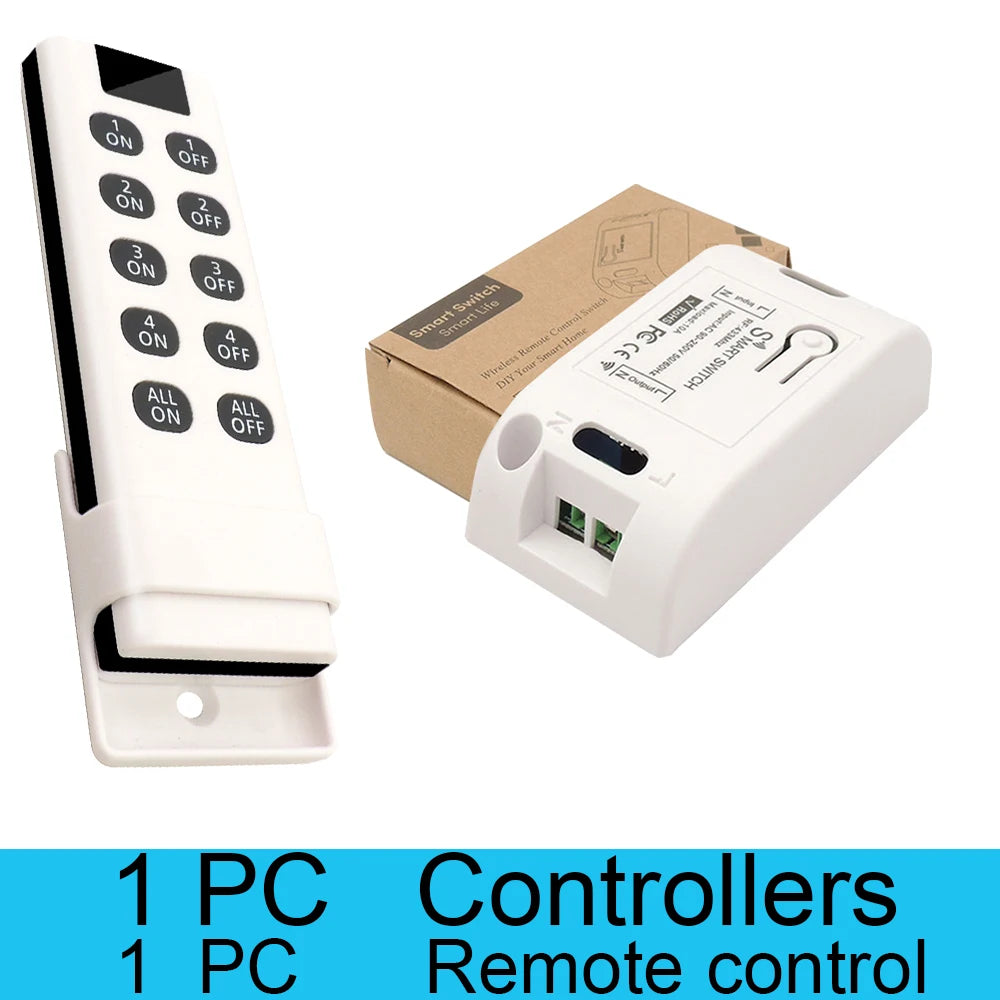 Wireless Light Switches RF 433 Mhz  Remote on Off Switch Controller Relay Ac220v 10A Smart Home Control Ceiling Lamp LED Fan