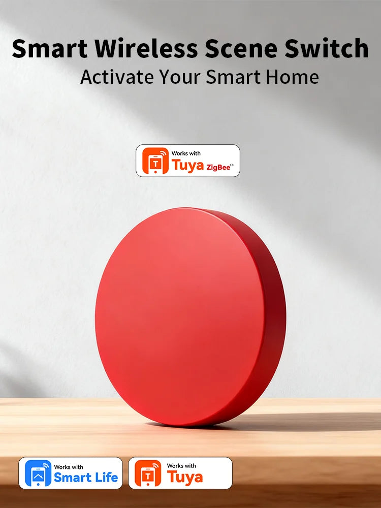 Smart Button Scene Switch 3-Actions Wireless Button Zigbee Smart Life App Remote Control For Google/Alexa Wait Voice Home Office