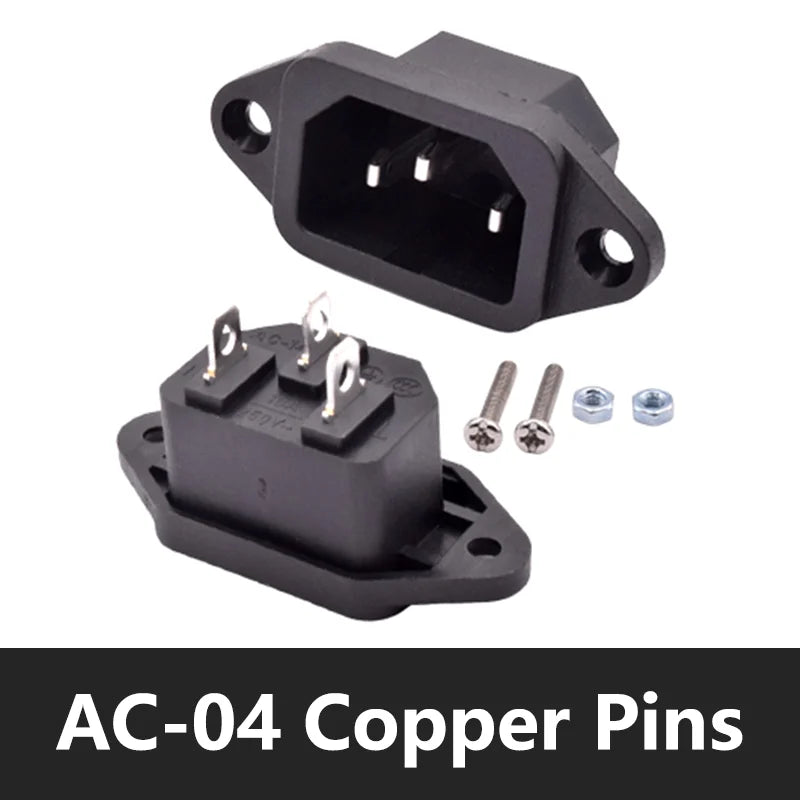 C13 C14 Electrical Power Socket Computer Mount Outlet 3 Pin IEC320 LED Rocker Switch Brass 10A Fuse Inlet Plug Connector 250v