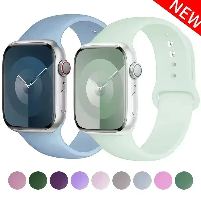 Original Silicone Strap for Apple Watch Band 38/40/41/42/44/45/46MM 49mm Bracelet for Iwatch Serie 10 9 7 4 5 6 8 SE Ultra 2 3