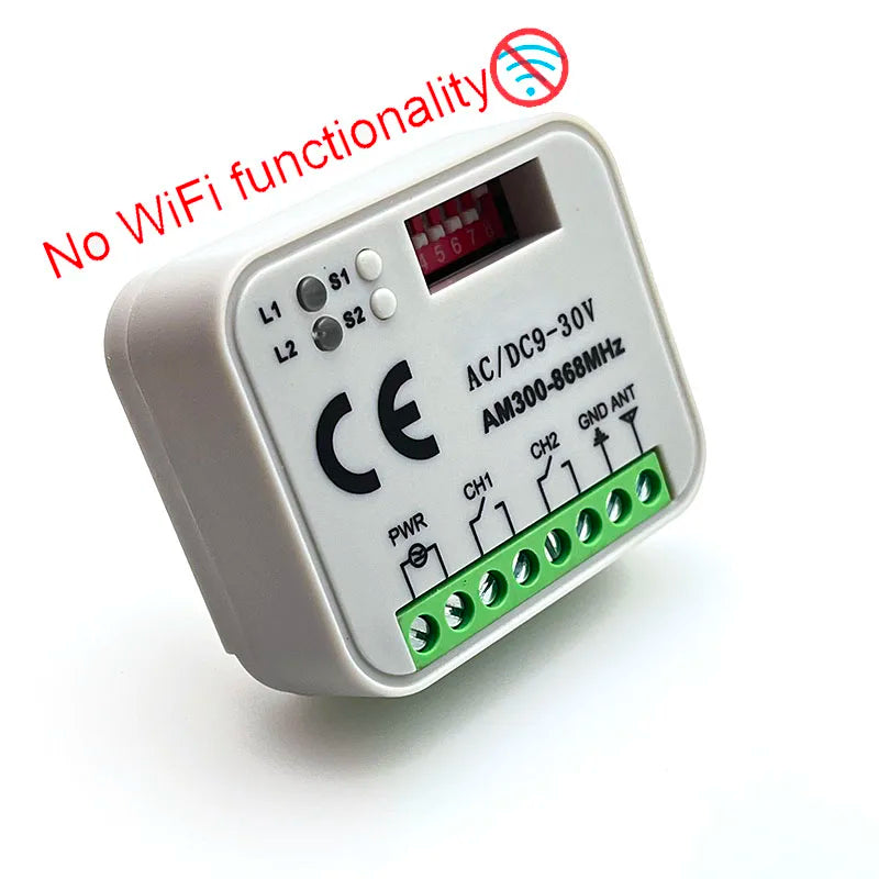Work With Tuya WiFi Switch Universal RX-MULTI Garage Door Gate Remote Control Receiver Smart Controller 300-868MHz 9-30V 85-250V