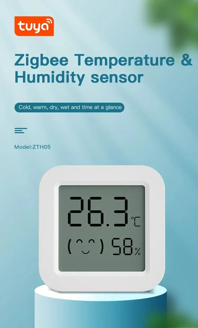 Tuya Zigbee2MQTT Thermometer Hygrometer Sensor Temperature Humidity Sensor Require Hub work with Tuya Smart Alexa Yandex ZHA