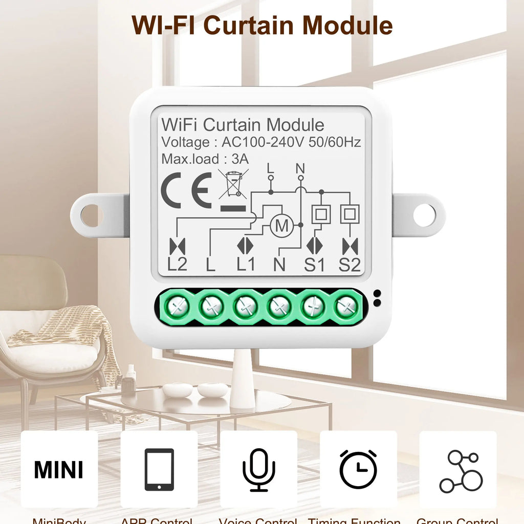 Matter Tuya WiFi Zigbee Mini Curtain Switch Interrupter Roller Shutters Smart Blind Breaker Module Work with  Alexa Google Home