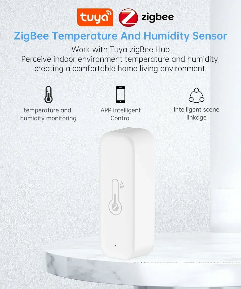 Tuya Zigbee Temperature Humidity Sensor APP Remote Control For Smart Home Work With Yandex Alexa Home Assistant ZHA Zigbee2MQTT