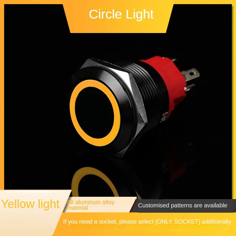 16/19/22mm Latching Push Button Switch 12/24/220V On Off BLack with LED  for with Wire Socket Plug Self-Locking/Self-reset power