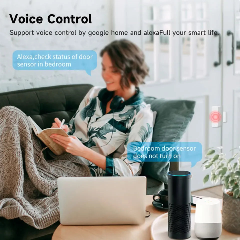 Tuya ZigBee Smart Door Window Sensor Door Open Closed Detectors Smart Home Security Protection Alarm System for Alexa Google