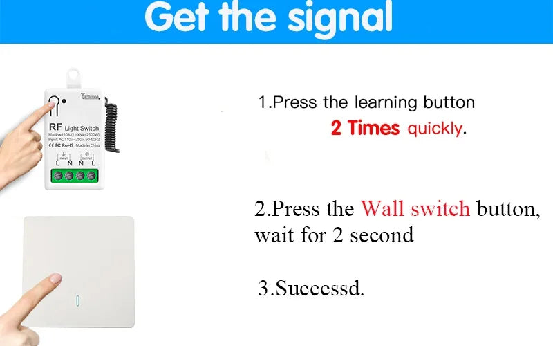 Wireless Smart Switch Light RF 433Mhz 86 Wall Panel Switch with Remote Control Mini Relay Receiver 220V Home Led Light Lamp Fan