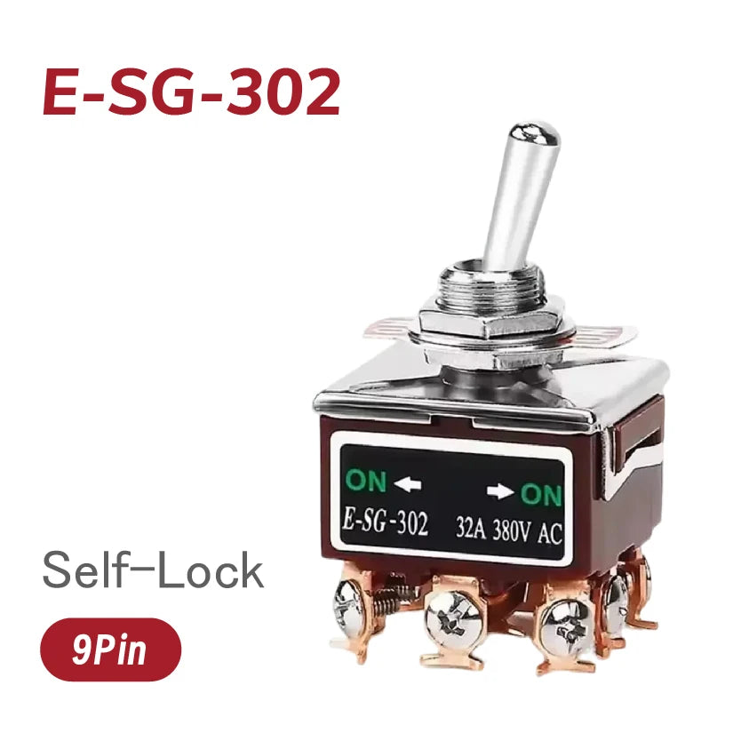 Heavy-Duty E-SG-SERIES Rocker Switch 32A 250VAC Self-Lock Reset with Multiple Pin Options 2-12 Pin