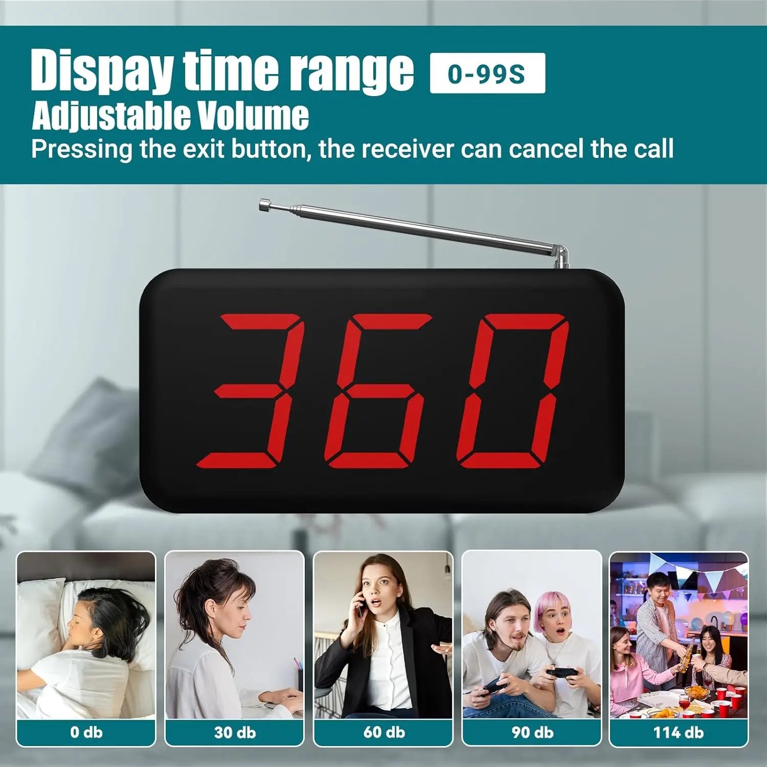 Wireless Call System with 8 Call Buttons for Elderly with 1 Display Receiver for Nnursing Calling system Home Assisted Living
