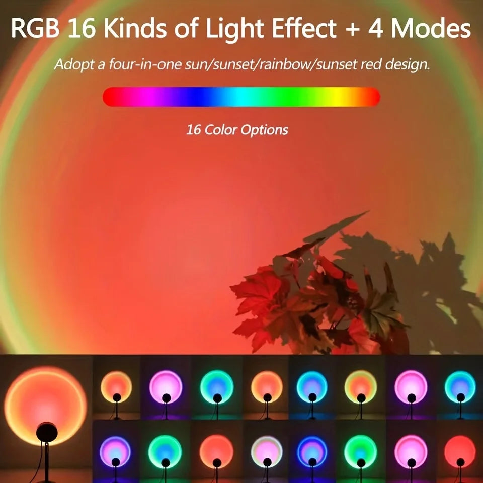 Sunset Light PROJECTOR USB 16 Color Changing Projector Floor lamp Night Light 360 Degrees Rotating  Decoration Decoration