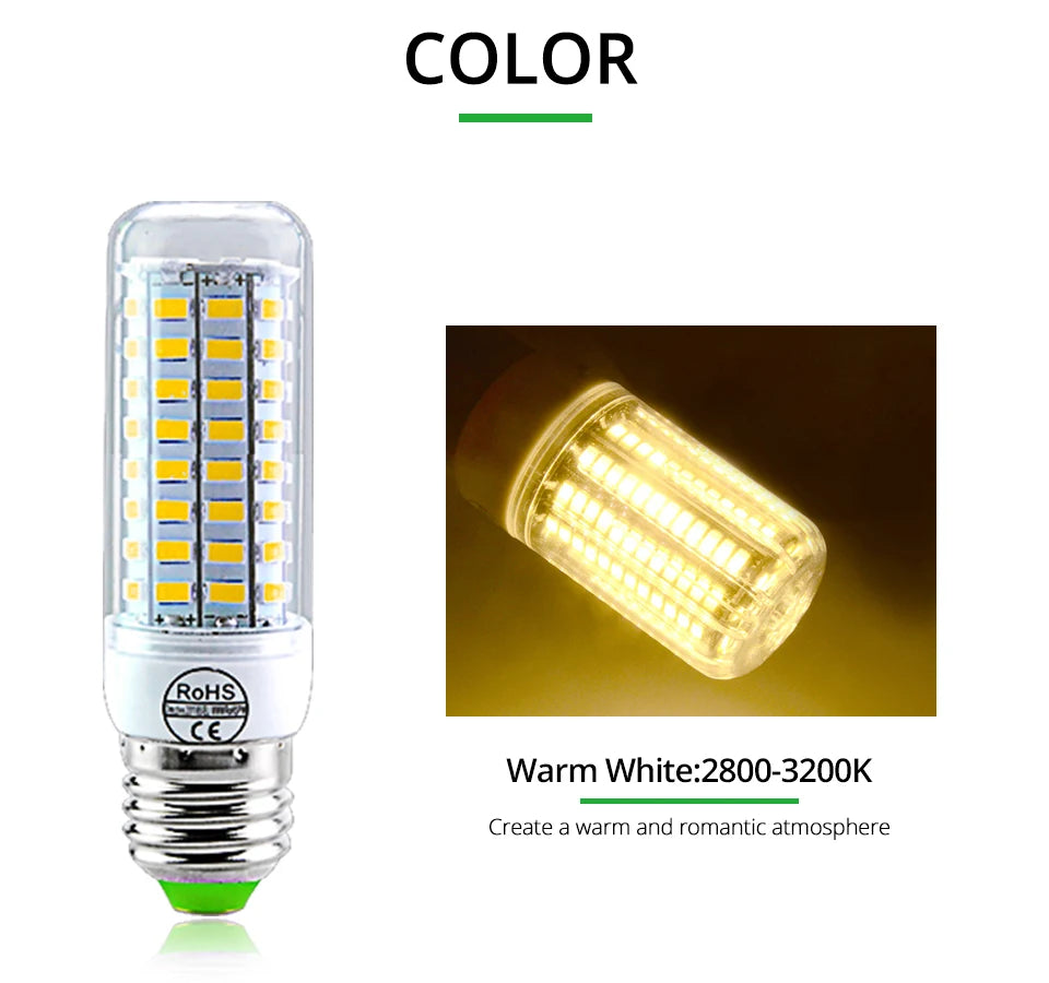 AC 220V E14 E27 LED Lamp SMD 5730 Corn Bulb 24 36 56 72LEDs Lamparas for Home Decoration Ampoule LED Light White Warm White
