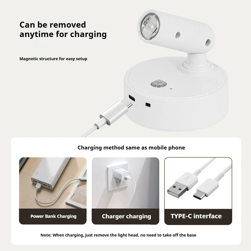 LED Light Magnetic Rechargeable Wall lamp Spotlight Atmosphere Light  No Punch Reading Light Touch Switch Dimmable Bedside Lamp