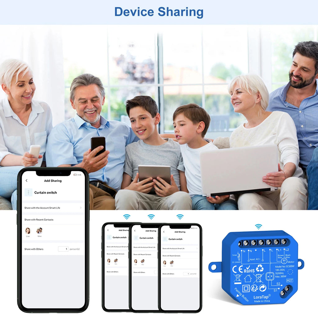 Wireless Roller Shutter Blinds Switch for Tubular Motors Percentage Progress Tuya Smart Life App Remote Control Google Assistant