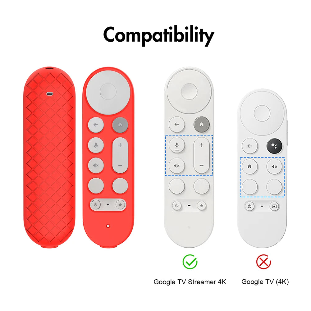 Silicone Remote Case Anti-Slip TV Remote Control Case with Lanyard Remote Protective Case Remote Cover for Google TV Streamer 4K