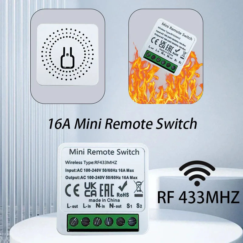 Wireless Smart Switch Light 433MHz 1/2/3Gang 86 Wall Panel Switch with Remote Control Mini Relay Receiver for Home Led Light