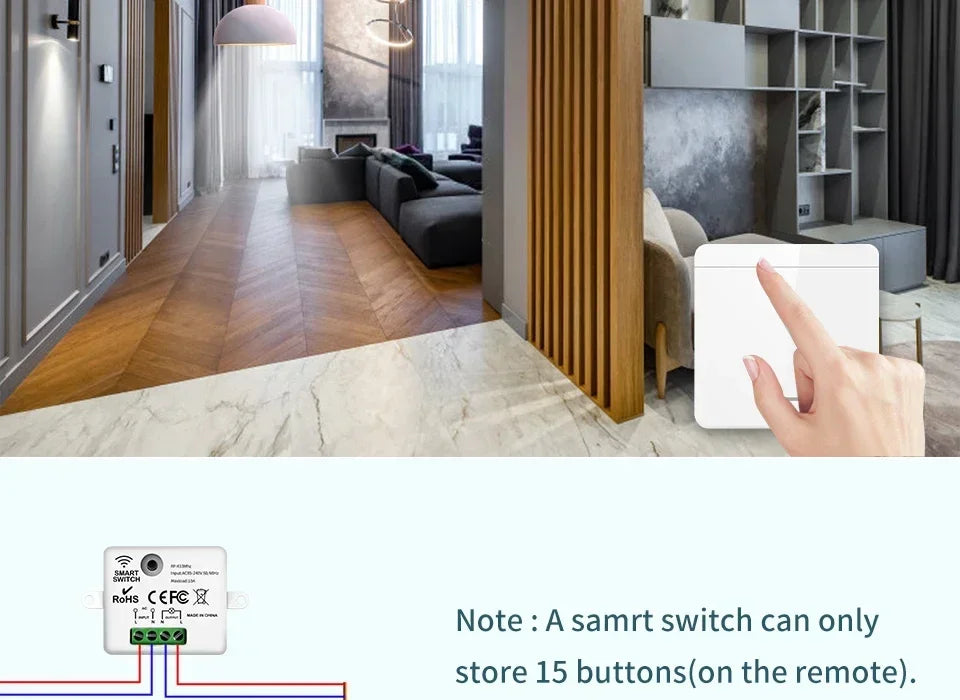 Wireless Wall Light Switch 433Mhz 1/2/3 Wall Light Panel Switch LED Interrupter Switch for Lighting 110V 220V Wireless Control