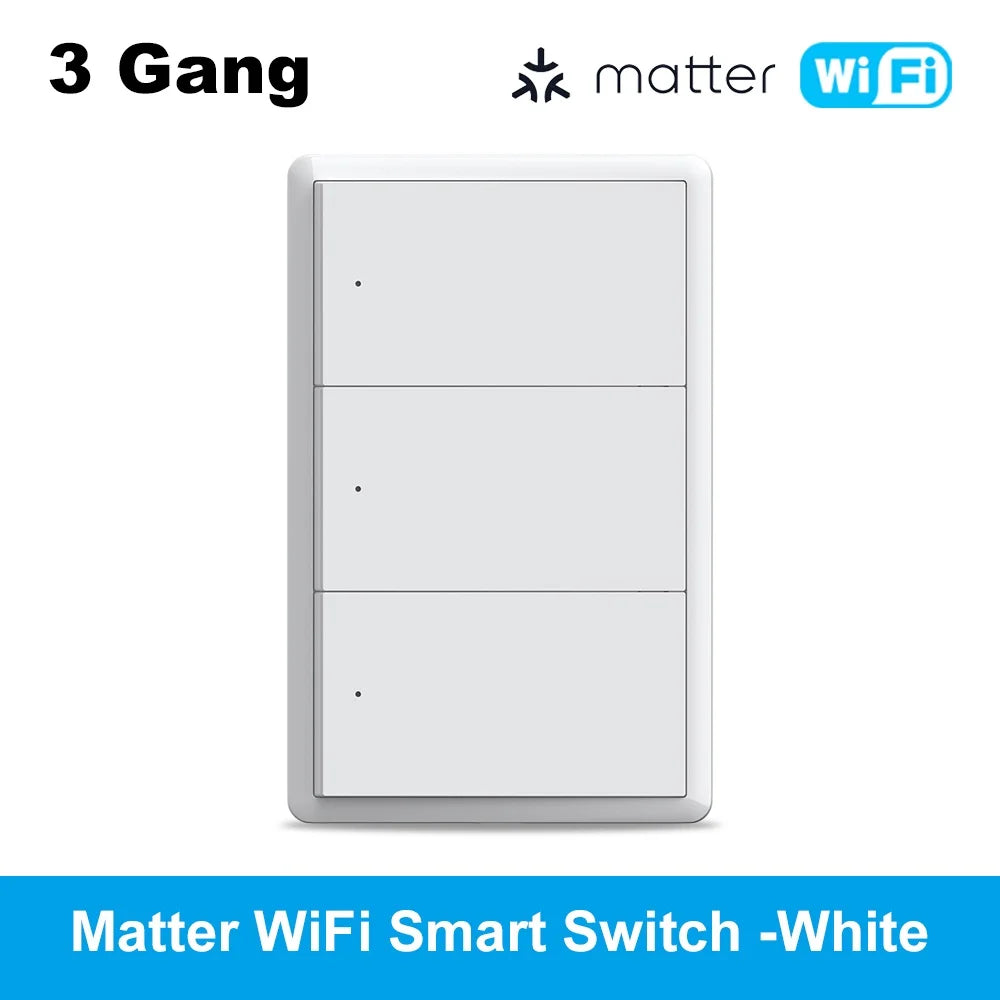 Smart Matter WIFI US Wall Light Switch Neutral Wire Optional 1-4 Gang Big Physical Push Button Voice Control Google Home Alexa