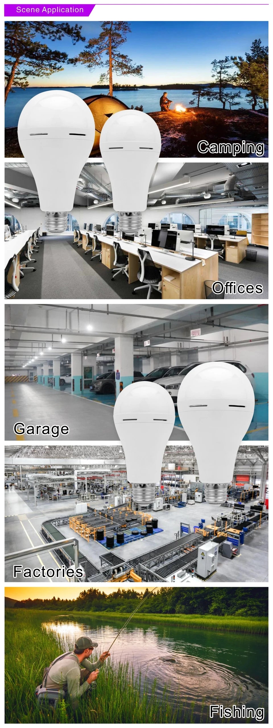 Emergency LED Light Bulb E27 7w 9w 12w 15w Rechargeable 1200mAh Battery 85-265V 110V 220V for Camping Tent Lamp Outdoor Lighting