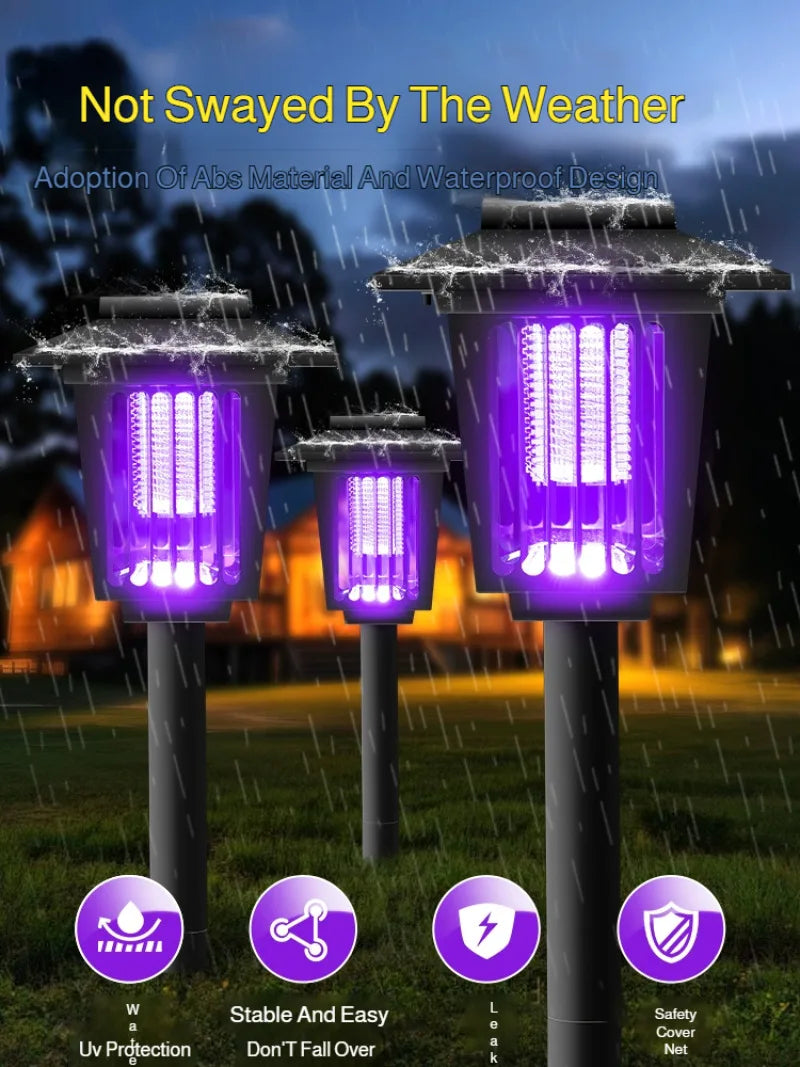 Anti-mosquito solar garden light lighting dual-purpose ground plug-in light square electronic mosquito killer light dual-purpose