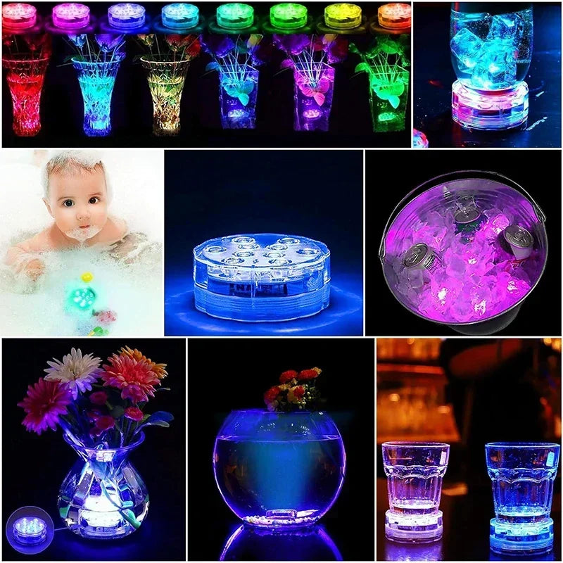 1-8 Pack Submersible LED Lights Waterproof Pool Light Underwater with 16 Colors, Remote Control for Aquarium,Vase, Bath,Hot Tub