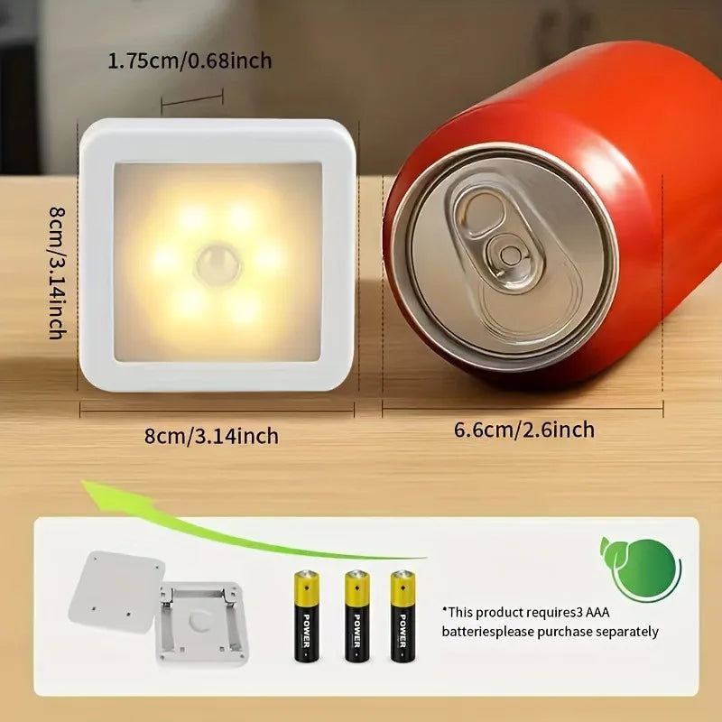 Motion Controlled Human Body Sensor LED Night Light Smart Battery Operated WC Bedside Lamp For Room Hallway Pathway Home Light
