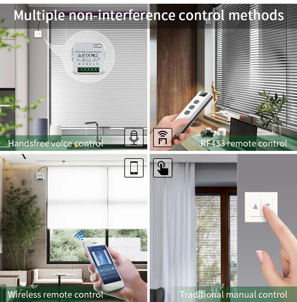 Wifi Smart Switch with RF 433Mhz Remote Tuya Smart Life Alexa Google App Voice Control Roller Blinds Shutters Projector Screen