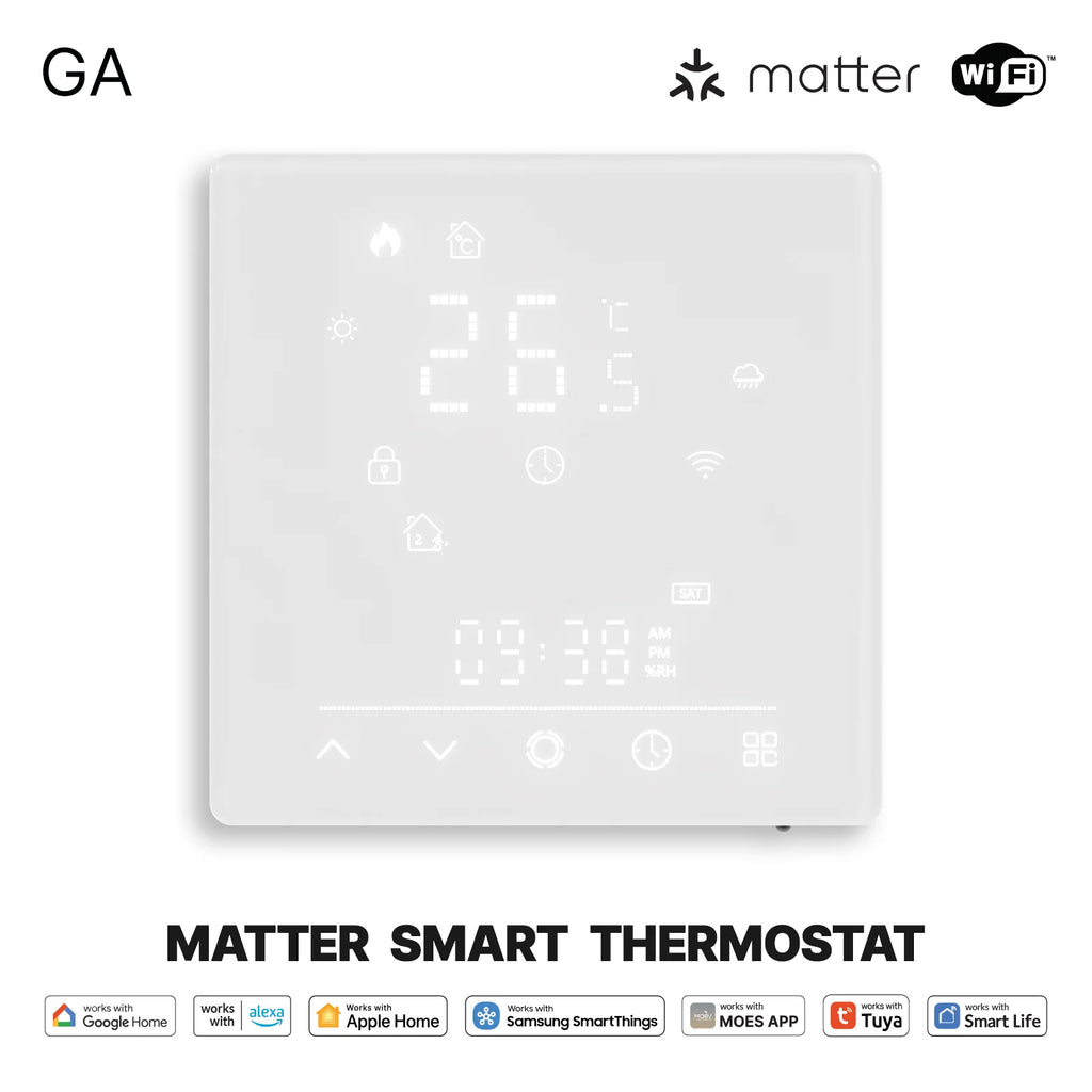 MOES Matter WiFi Smart Thermostat Temperature Controller Tuya Water Boiler Electric Heating With Alexa Google Apple Smartthings