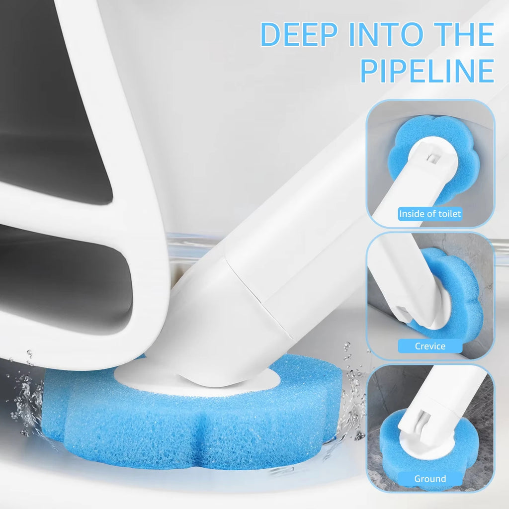 Upgrade Toilet Brush Kit with Disposable Replacement Heads, Long-Handle Hygienic Bathroom Cleaning Brush for Home WC Accessories