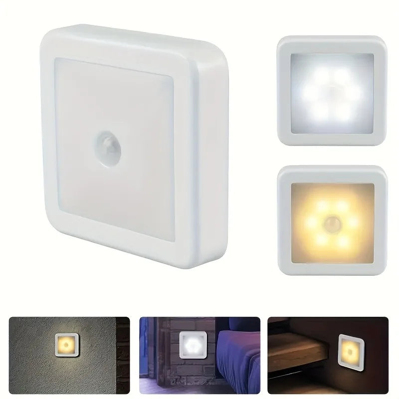 Motion Controlled Human Body Sensor LED Night Light Smart Battery Operated WC Bedside Lamp For Room Hallway Pathway Home Light