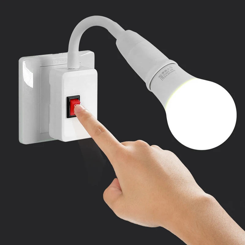 EU Plug to E27 Lamp Holder Light Bulb Socket With Switch Flexible Lamp Base Conversion Table Lamp Converter