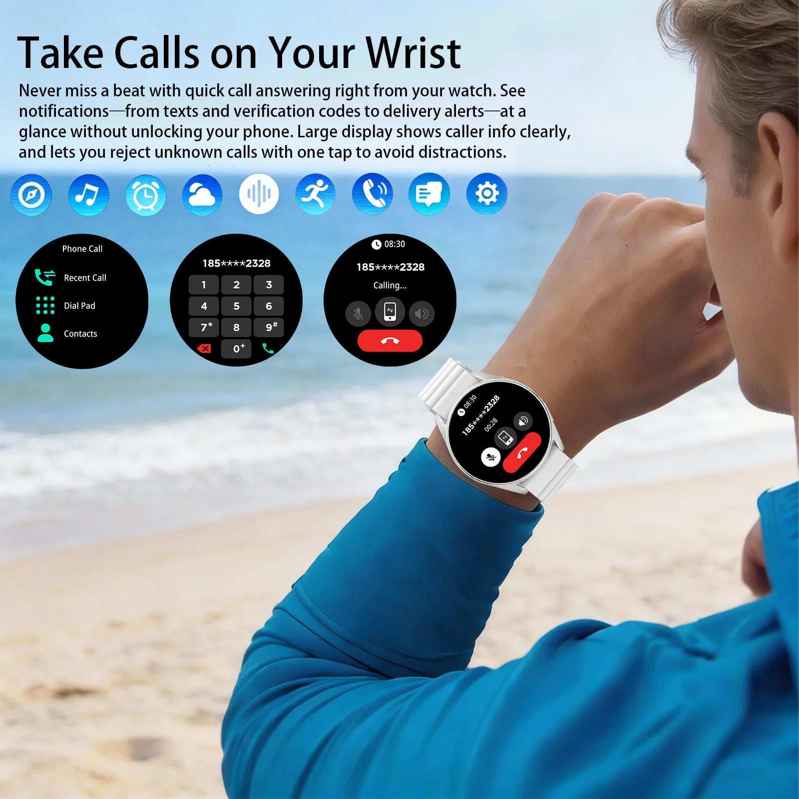Men's and women's smartwatches, wireless dialing, fitness trackers, compatible with IOS and Android wearable smart wristbands
