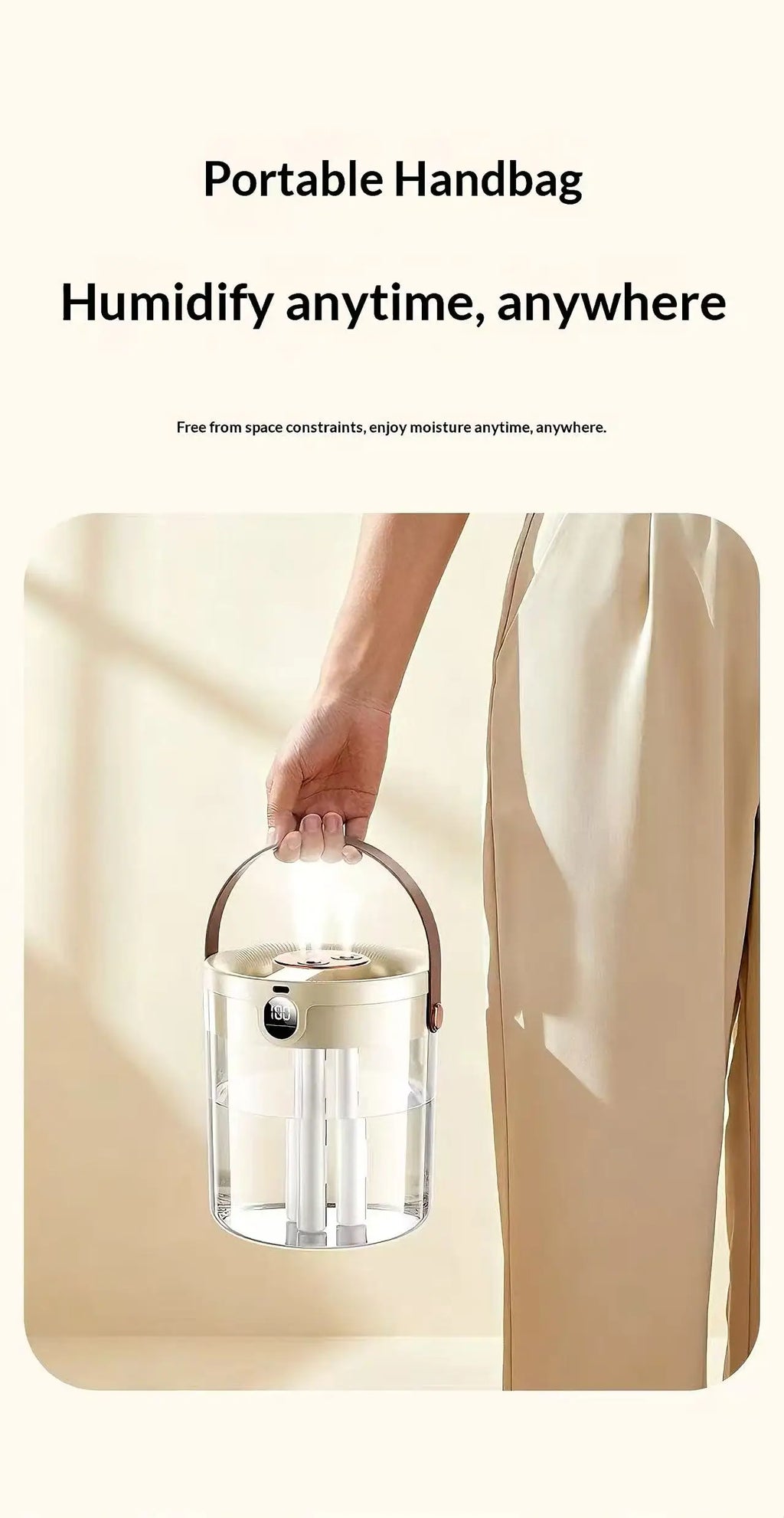 Smart 3 Spray Humidifier Digital Display Silent Large Volume Air Purifier Night Light Portable Desktop Home Bedroom Humidifier