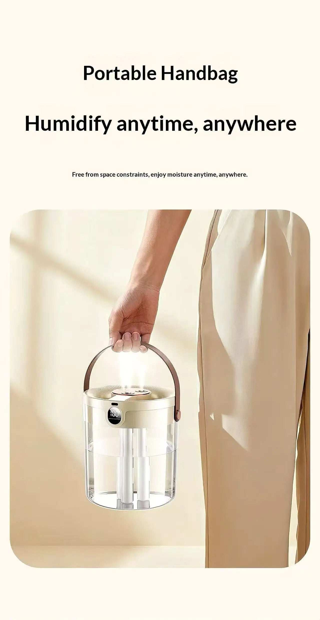Smart 3 Spray Humidifier Digital Display Silent Large Volume Air Purifier Night Light Portable Desktop Home Bedroom Humidifier