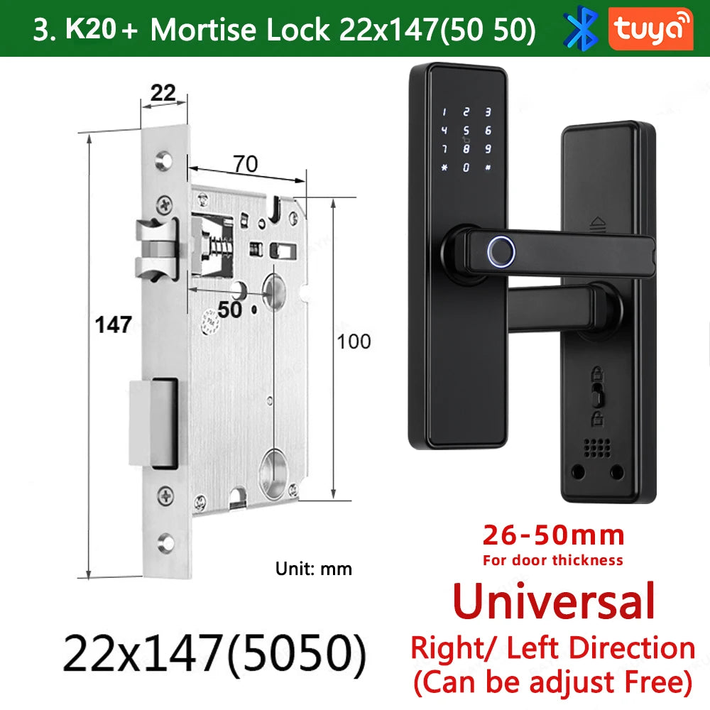 CDOK K20-Tuya Bluetooth door lock, multiple unlocking methods, suitable for office/apartment/B&B/bedroom doors