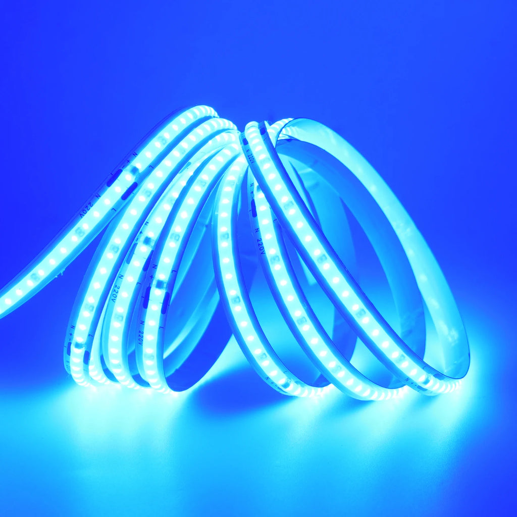 220V COB LED Strip Light 5M 10M 15M 20M Flexible Tape No Need Driver High Brightness 240LEDs RA90 Red Blue White Linear Lighting
