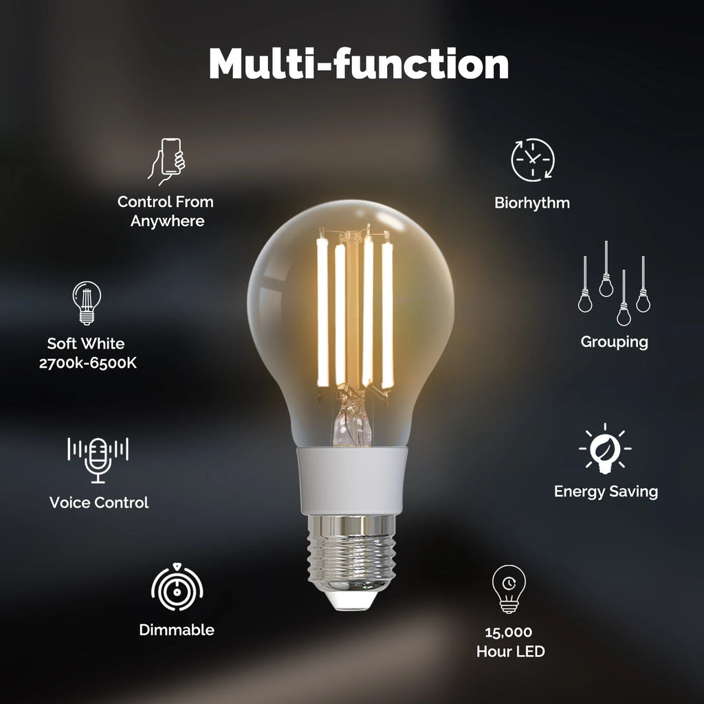 MOSE Tuya Matter WiFi Smart Filament Bulb E27 Energy Saving Light Dimmable APP Remote Control Alexa GoogleHome for Voice Control