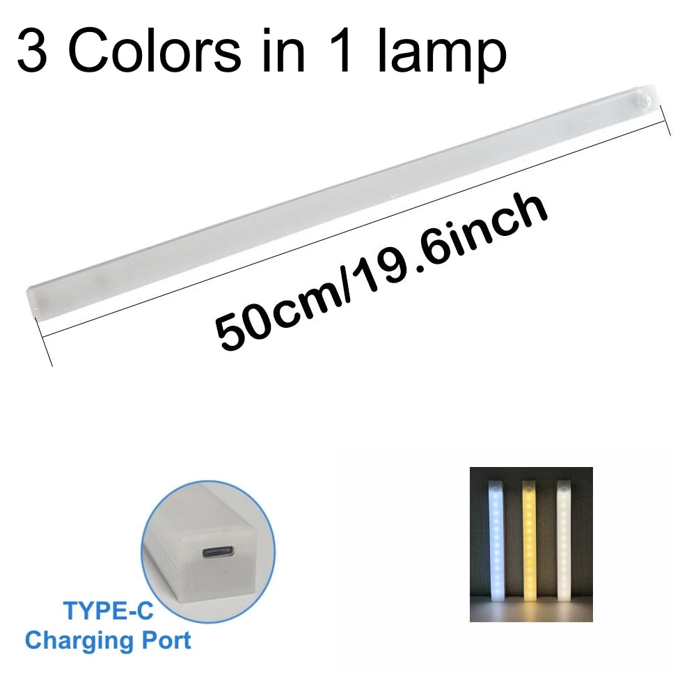 Motion Sensor  Bar  Light Type C Rechargeable Light  LED Magnetic attraction Night Light  for Kitchen Bedside Wardrobe bookcase