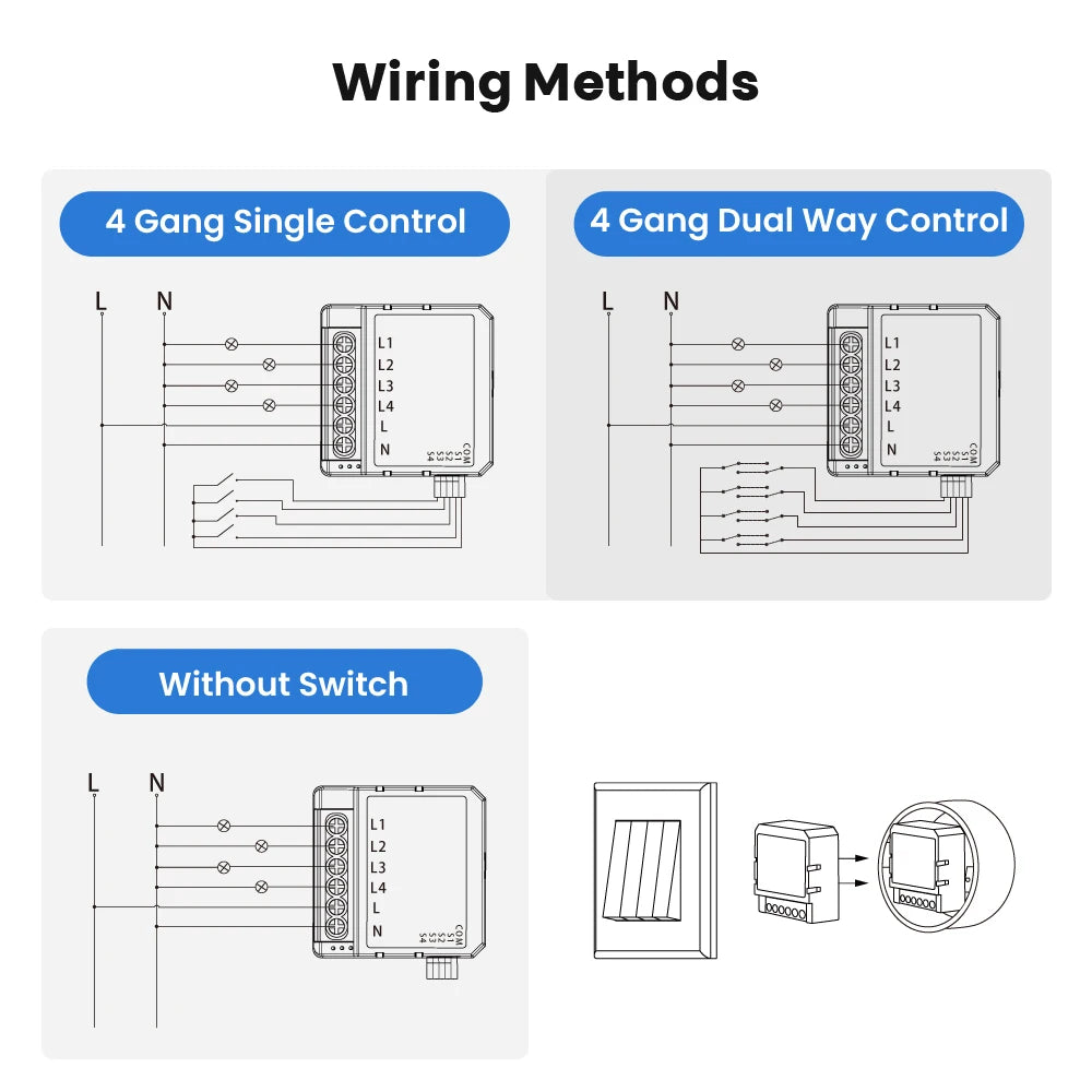 Tuya Wifi Smart Switch Module Smart Home DIY Breaker 1 2 3 4 Channel Supports 2 Way Control Voice Works with Alexa Google Alice