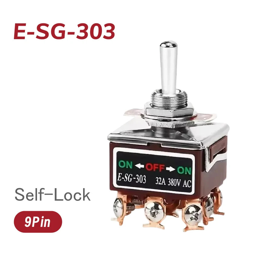 Heavy-Duty E-SG-SERIES Rocker Switch 32A 250VAC Self-Lock Reset with Multiple Pin Options 2-12 Pin
