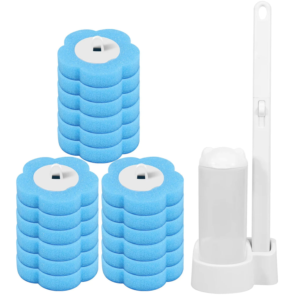 Upgrade Toilet Brush Kit with Disposable Replacement Heads, Long-Handle Hygienic Bathroom Cleaning Brush for Home WC Accessories