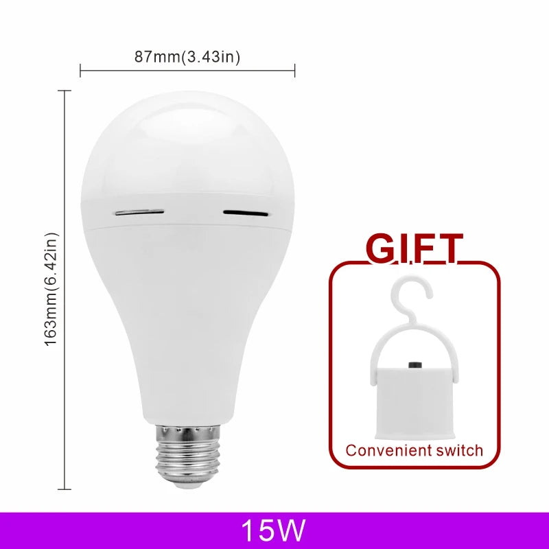 Emergency LED Light Bulb E27 7w 9w 12w 15w Rechargeable 1200mAh Battery 85-265V 110V 220V for Camping Tent Lamp Outdoor Lighting