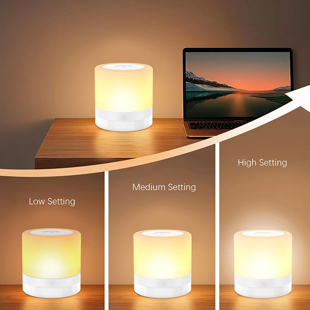 RGB Night Lamp Camping Light Atmosphere Night Lights Bedside Lamps Color Changing Tent with Remote Touch Control for Bedroom Dec