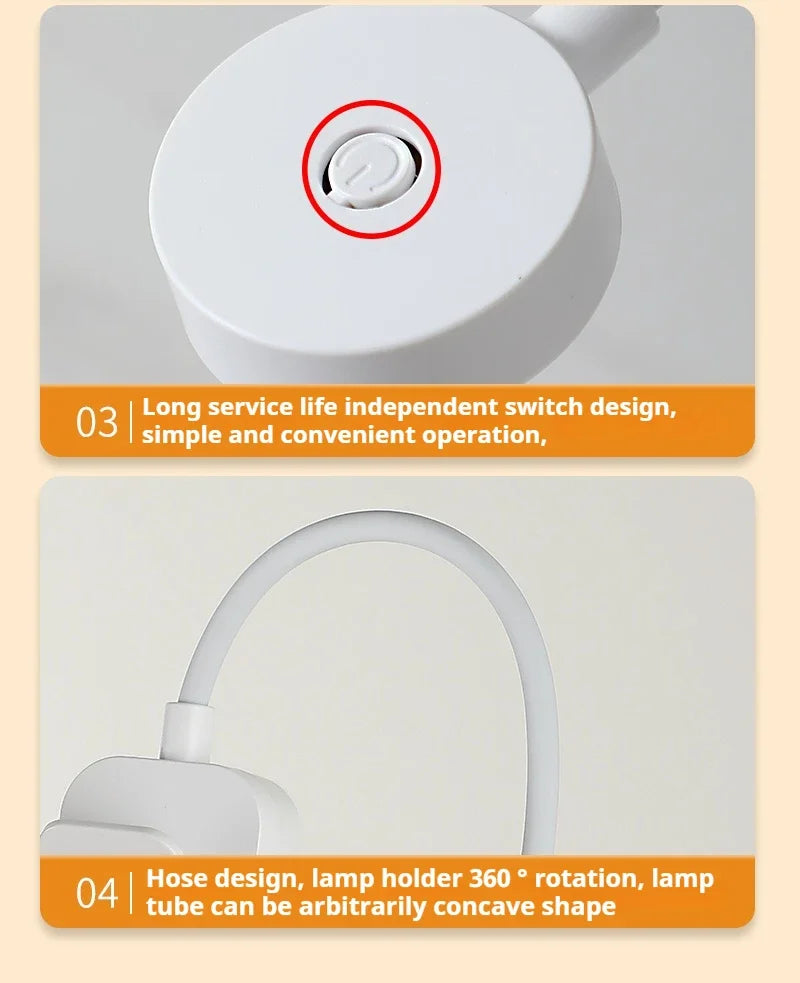 Mini LED Reading Book Light Table Lamp 3 Modes Adjustable Eye Protection Clip-On Study Reading Lamp for Travel Bedroom Book