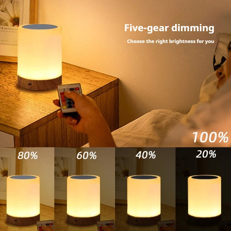 16 Colors Night Light Smart Touch Bedside Table Lamp RGB USB Rechargeable Desk Lamp Bedroom Decoration Gift Dining Table Light