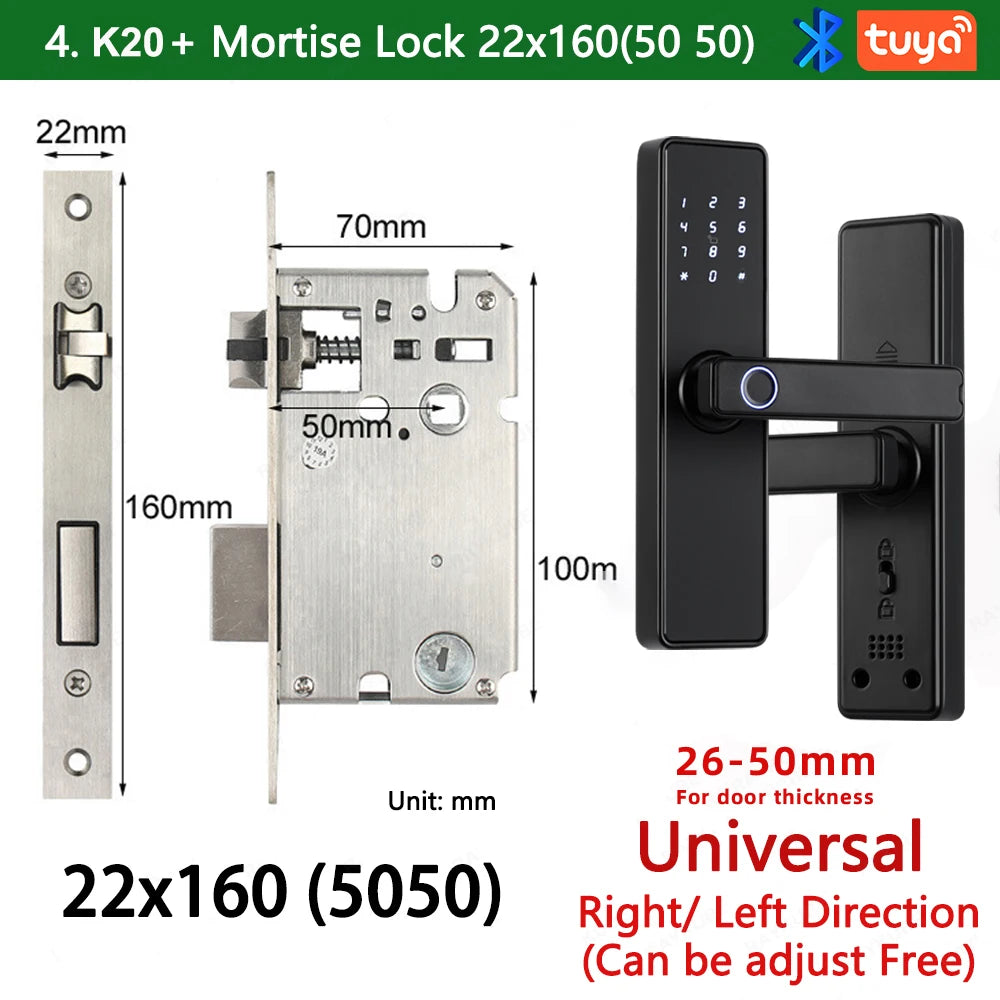 CDOK K20-Tuya Bluetooth door lock, multiple unlocking methods, suitable for office/apartment/B&B/bedroom doors