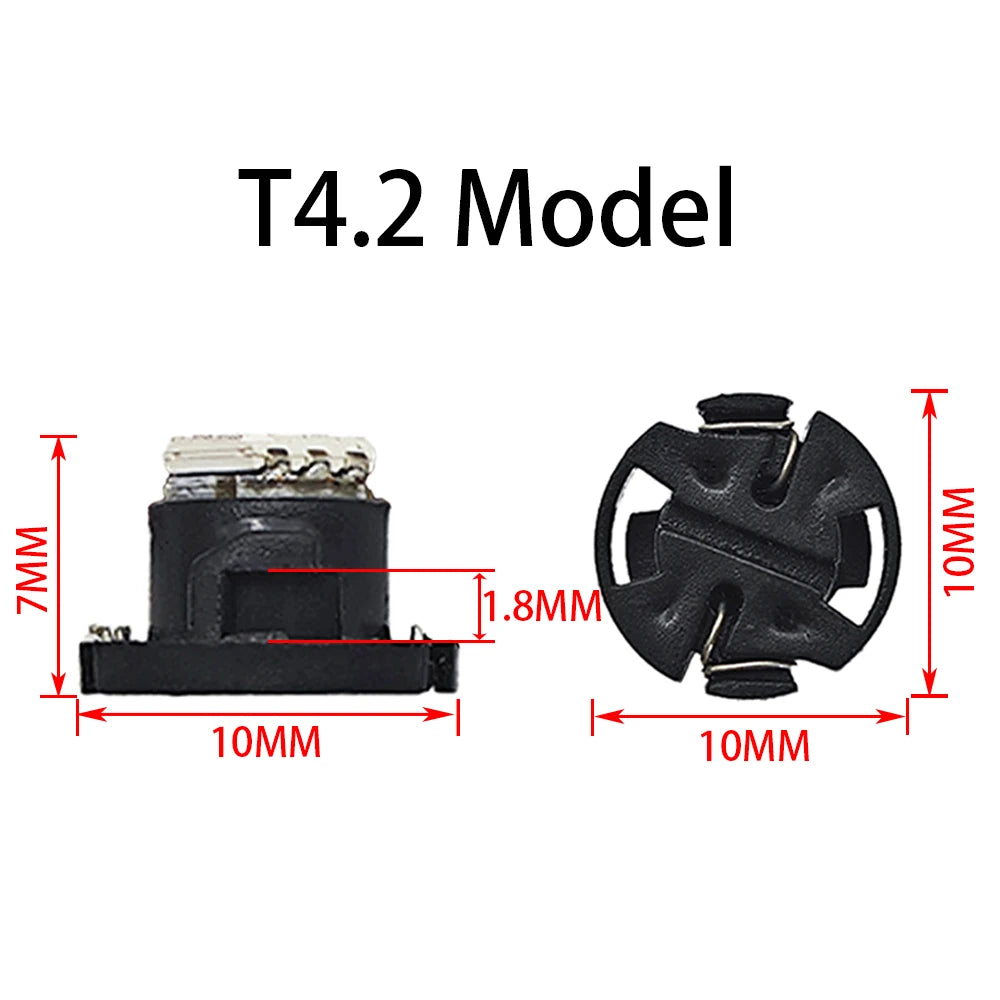2pcs T3 T4.2 T4.7 Wedge Led Dashboard Light Bulbs For Car Instrument Cluster Guage Lights 12V Indicator Bulb Replacement