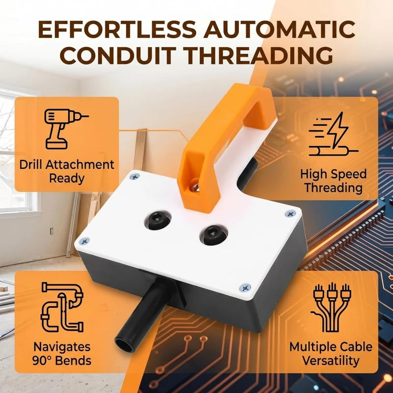 Heavy-Duty Wire Puller, Electrician 8mm Pulling Tool for Drill, Automatic Conduit Wiring Through Pipes Cable Feeding Threader