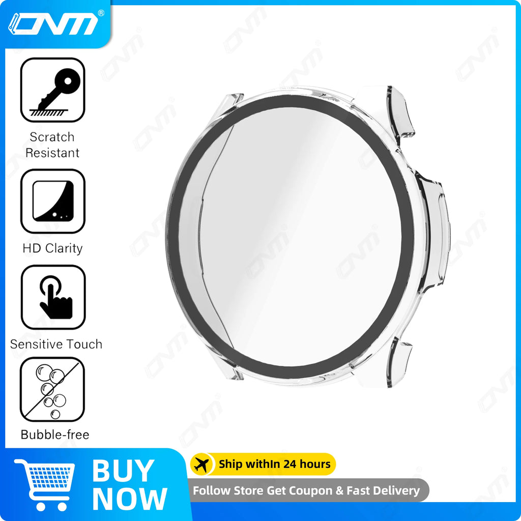 Glass+Case for Haylou Watch 4S Tempered Glass Anti-scratch Screen Protector & Hard PC Protective Bumper Covor Accessories